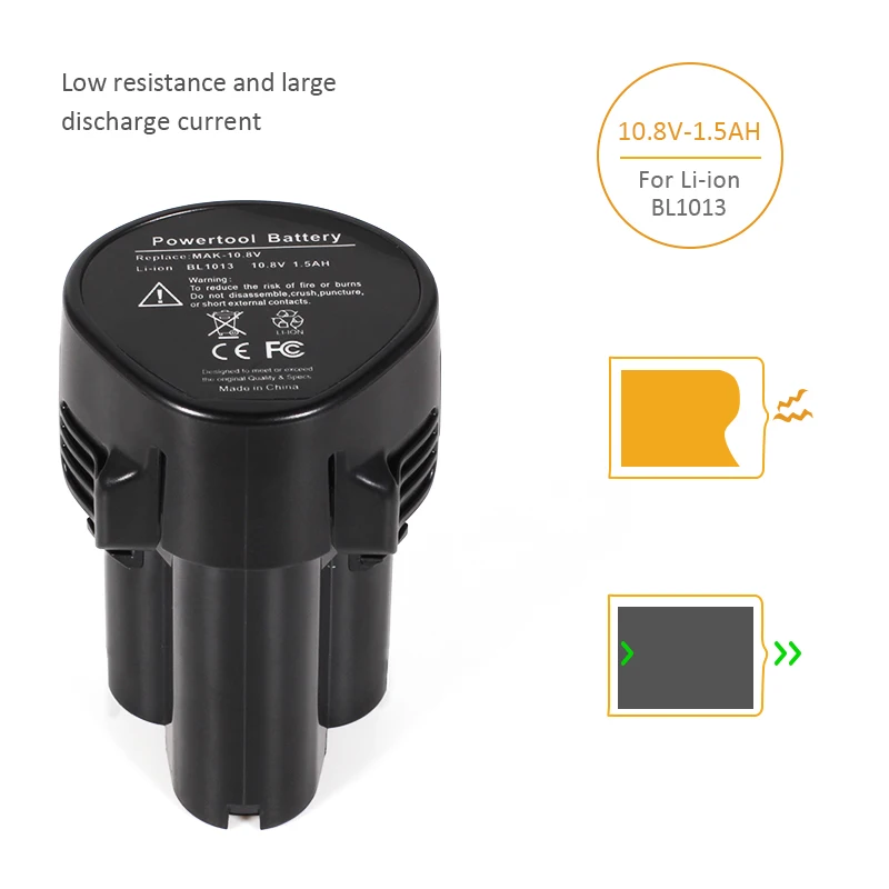 YHR 1 шт. 10 8 В 1500 мАч литий-ионный аккумулятор для MAKITA BL1013 BL1014 194550-6 194551-4 LCT204 DF330D TD090D