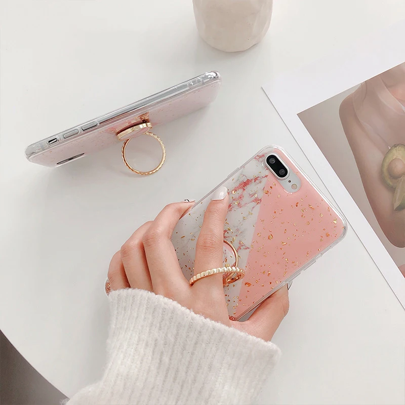 Чехол для iphone XS Max с золотой фольгой и мрамором чехол XR X 8 7 6S 6 Plus Модный кольцом