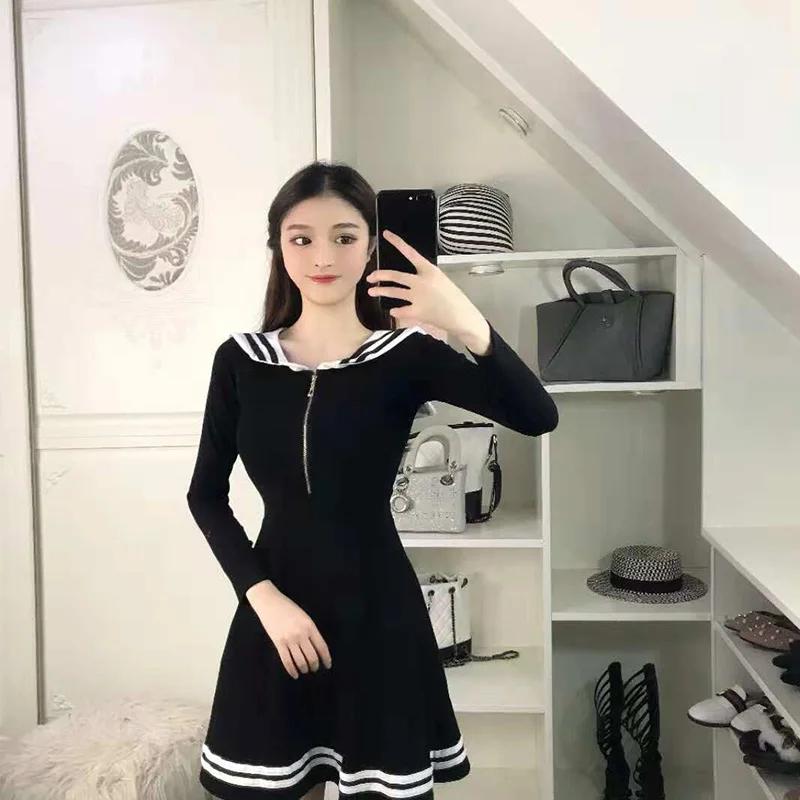 Новинка 2019 милое женское платье с длинным рукавом облегающее Привлекательное