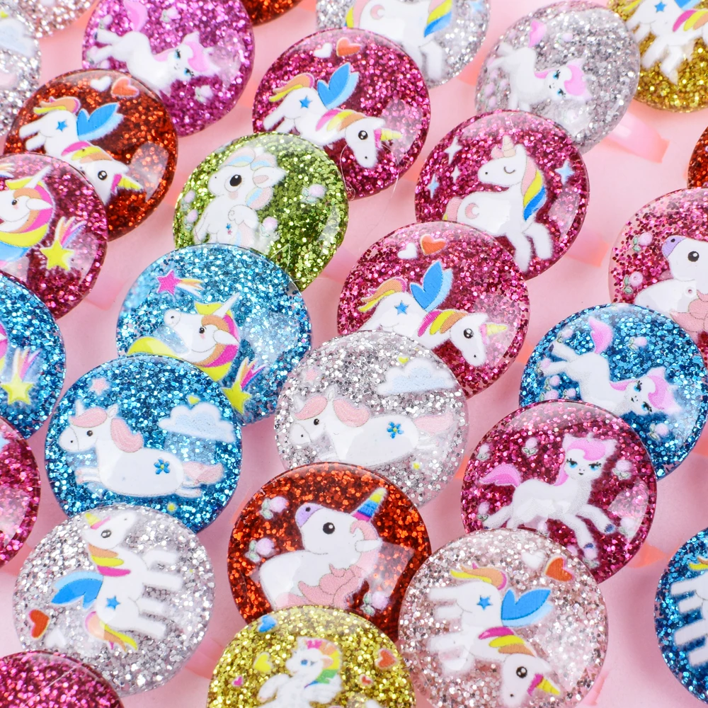 36 шт./партия детские акриловые кольца в виде единорога