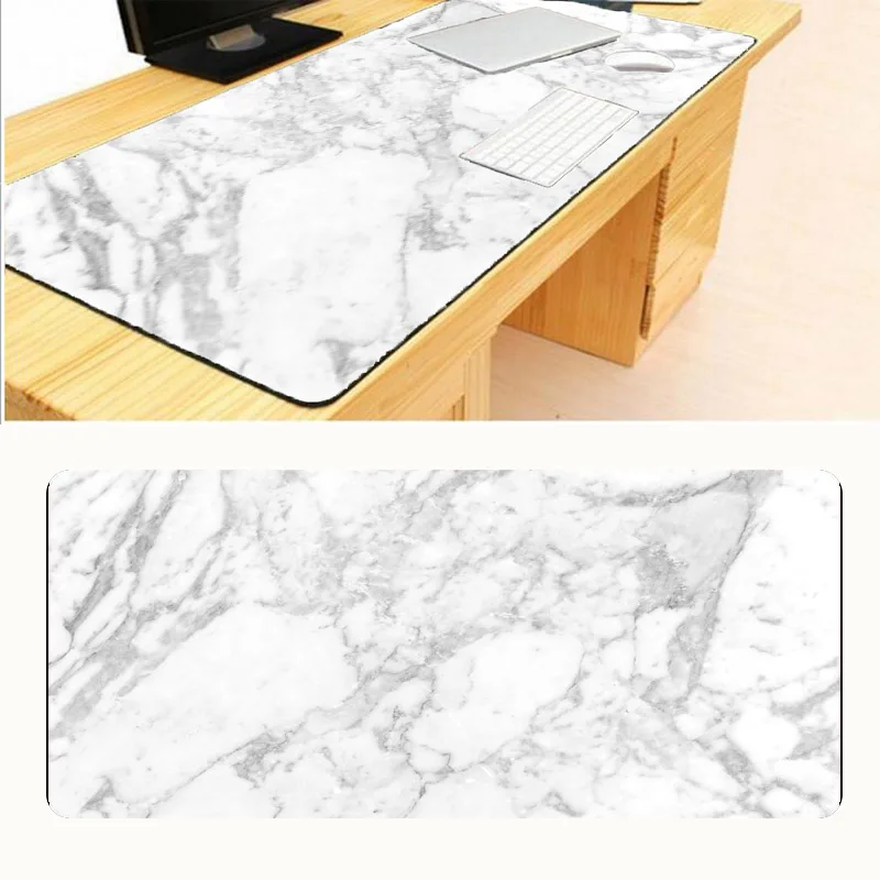 

Mairuige Top-selling Size White Marble Large Mouse Pad Lock Edge Game Computer Keyboard Pad Player Speed Control Mousemat