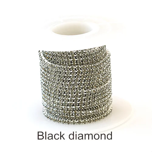 Black diamond SS6, 1 ярд, 5 ярдов, Красочные Стразы, цепочка, стекло, ПРИШИТАЯ отделка, с серебряным интенсивным коготком, для украшения своими руками, F0091 - Цвет: Black diamond