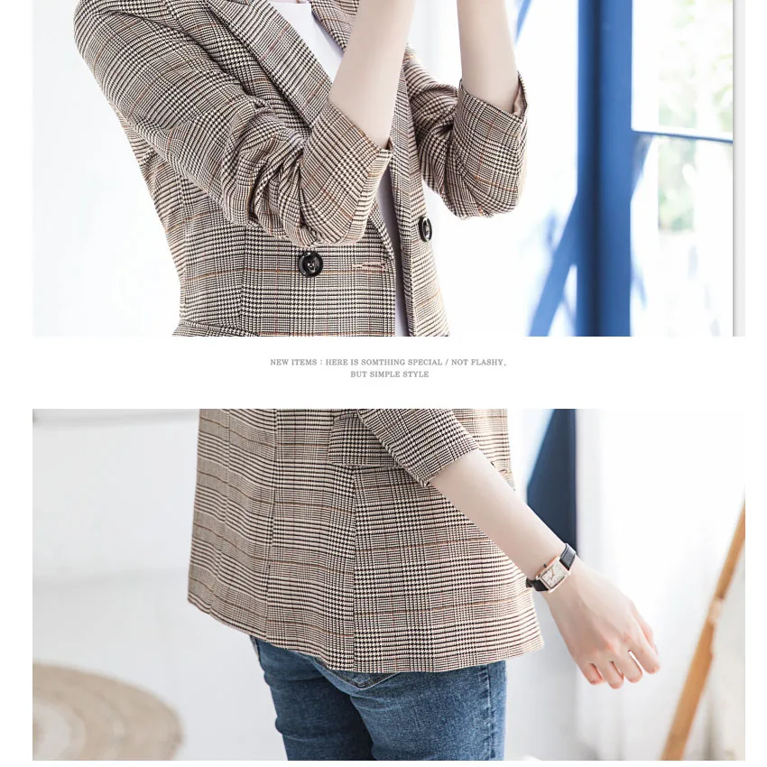 

Vintage plaid blazers women England style striped outerwear 2019 autumn winter plus size S - 4XL