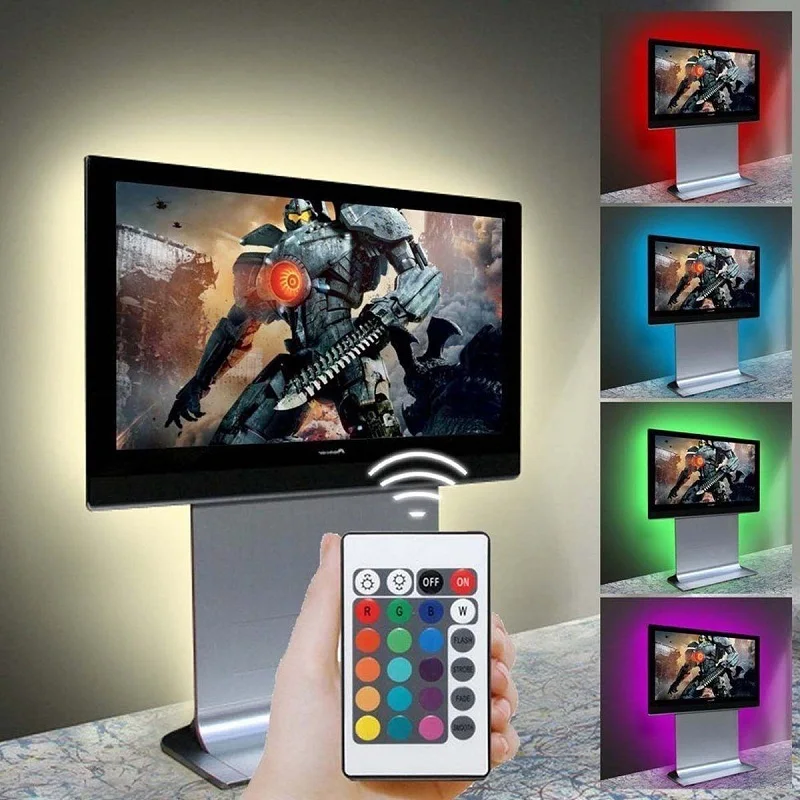 

Цветная (RGB) Светодиодные ленты светильник SMD3528 LED Цвет гибкая лента fita светодиодный светильник RGB 0,5 HDMI кабель 1 м 2 м клейкие диода DC 5V USB + пуль...