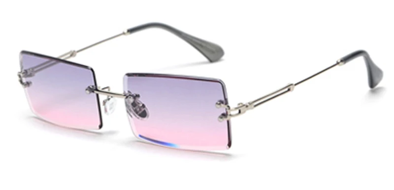 gray pink Kachawoo Модные солнцезащитные очки без оправы Женские аксессуары прямоугольные женские солнцезащитные очки зеленые черные коричневые квадратные очки - Цвет линз: gray pink