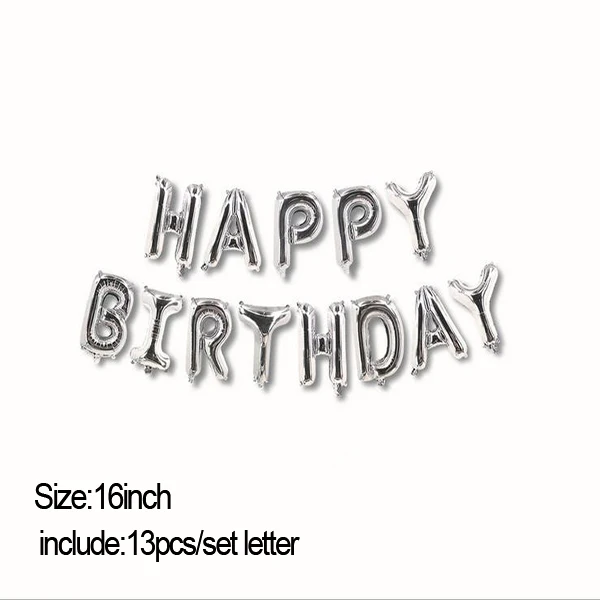 silver letters set MMQWEC воздушные шары с днем рождения черно-белые латексные шары звезда сердце фольгированные шары для свадьбы День рождения украшения принадлежности - Цвет: silver letters set