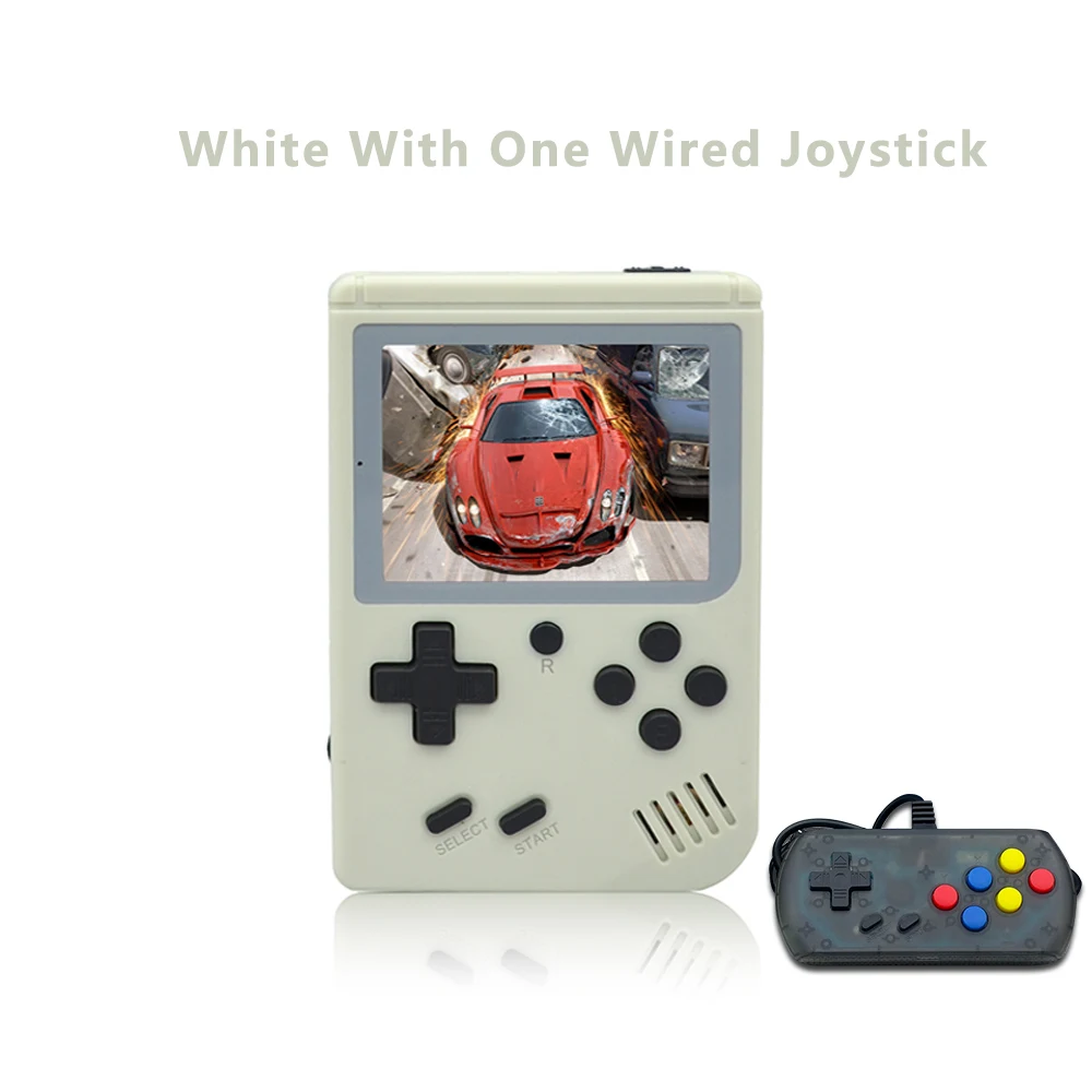 White with gamepad Детская игровая мини-консоль, портативная игровая ретро-консоль RETRO-FC 07 с 3.0-дюймовым экраном, черно-белая 8-битная графика - Цвет: White with gamepad
