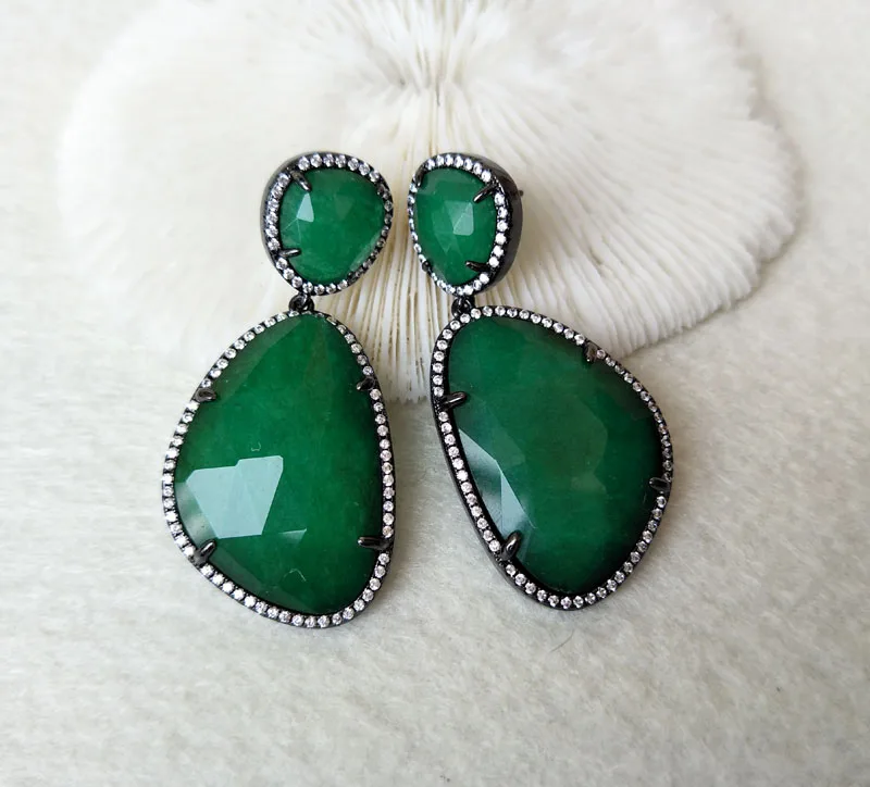 1 пара драгоценных камней в виде кошачьих глаз Подвесные серьги с граненым камнем