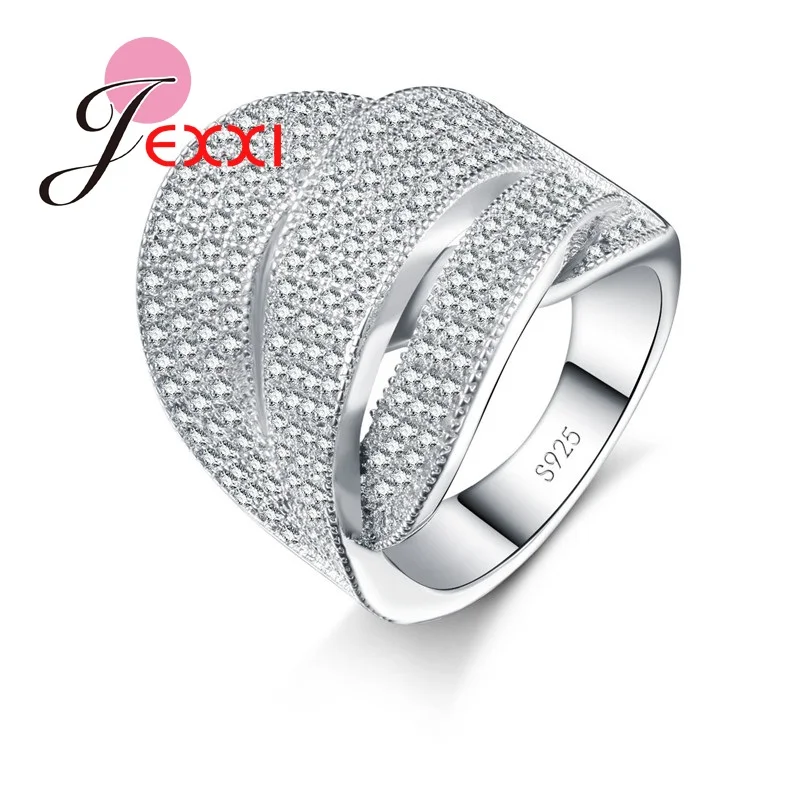 

Для женщин полный прозрачный микро кубический циркон Свадебная вечеринка кольца 925 пробы серебряные кольца ювелирные изделия высшего каче...