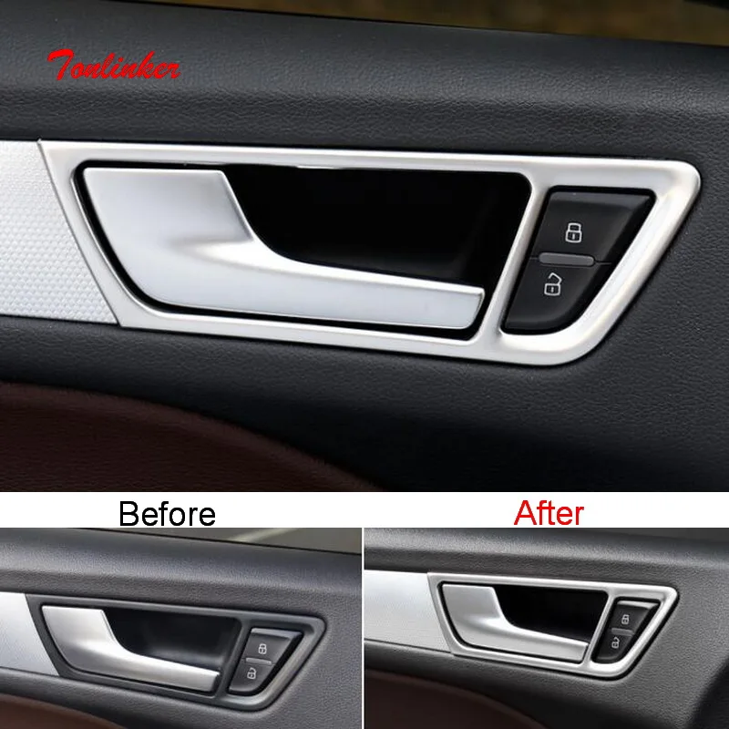 

Tonlinker Car Interior Door handle Cover case Stickers for AUDI Q5 2009-18 Car styling 4 PCS Stainless steel Cover stickers