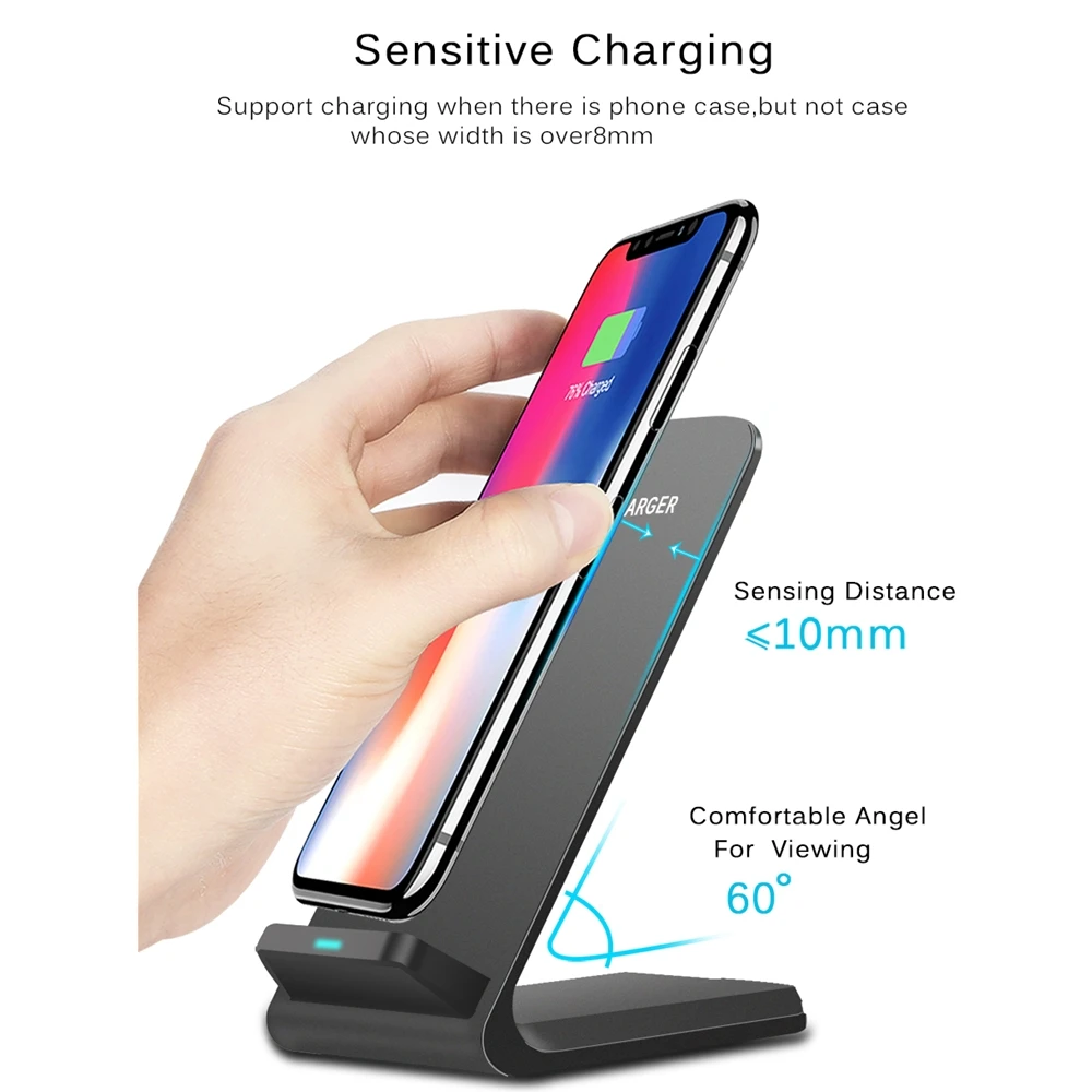 DCAE Qi Беспроводное зарядное устройство для iPhone 11 Pro X XS Max 8 Plus XR USB быстрая зарядка 10 Вт подставка для samsung Galaxy S10 S9 S8 Note 10 9