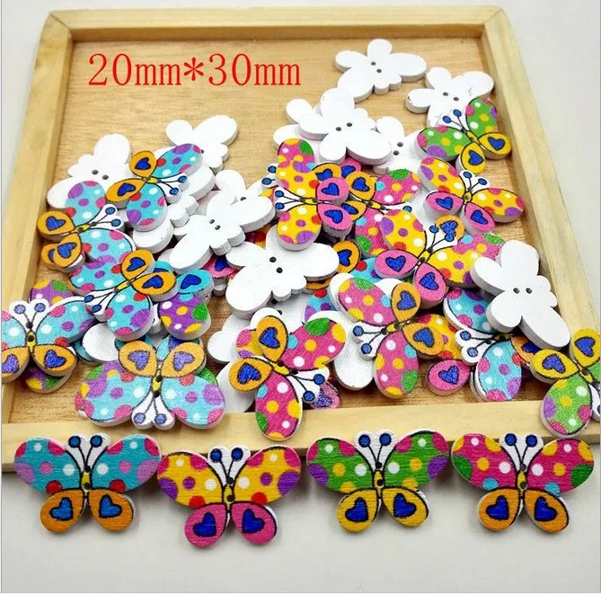 50 шт. декоративные деревянные пуговицы с бабочками 20 х30 мм|button color|wooden buttonssewing