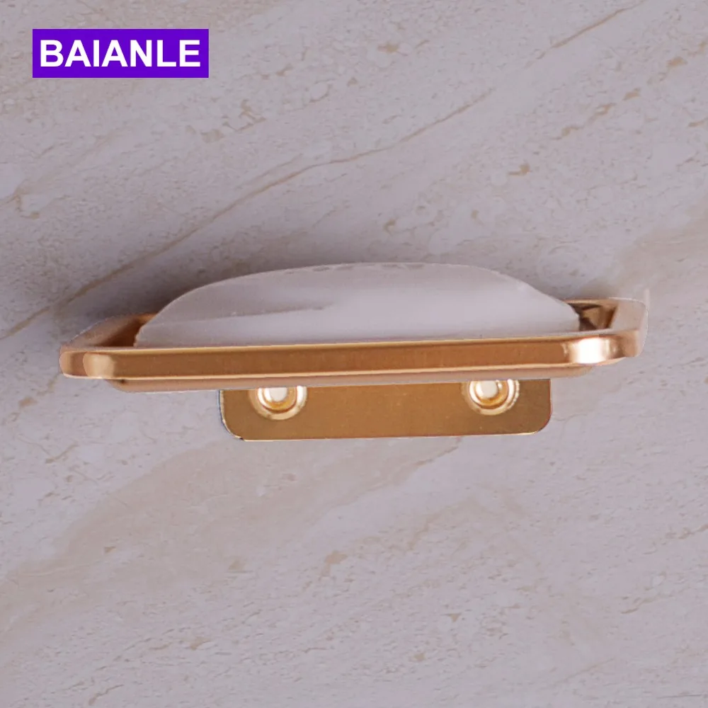 Space aluminum Wall Mounted Soap Dish Soap Holder Box Soap Basket Rectangle Dish Holder Bathroom Accessories leyden new brass oil rubbed bronze soap dishes ceramic soap basket wall mounted shower soap dish holder bathroom accessories