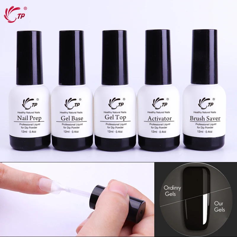 

TP 12ml Nail Dipping Powder Gel Top Base Coat Prep Activator Saver French Art Set Manicure Starter Kit Without Lamp Cure Primer