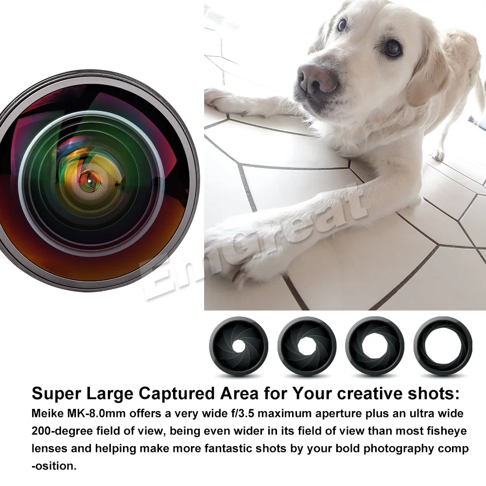 Meike MK-8.0mm F/3,5 объектив фиксированный без зума 8,0 мм ультра широкий Ультра HD F/3,5 Рыбий глаз объектив для Canon/для Nikon DSLR камер 70D 80D