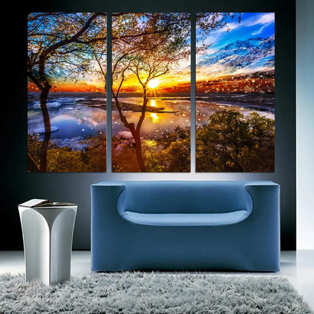 

Drop shipping 3 Panel printed painting Landscape painting Wall Art Picture Home Decoration Living Room Modern painting LS734