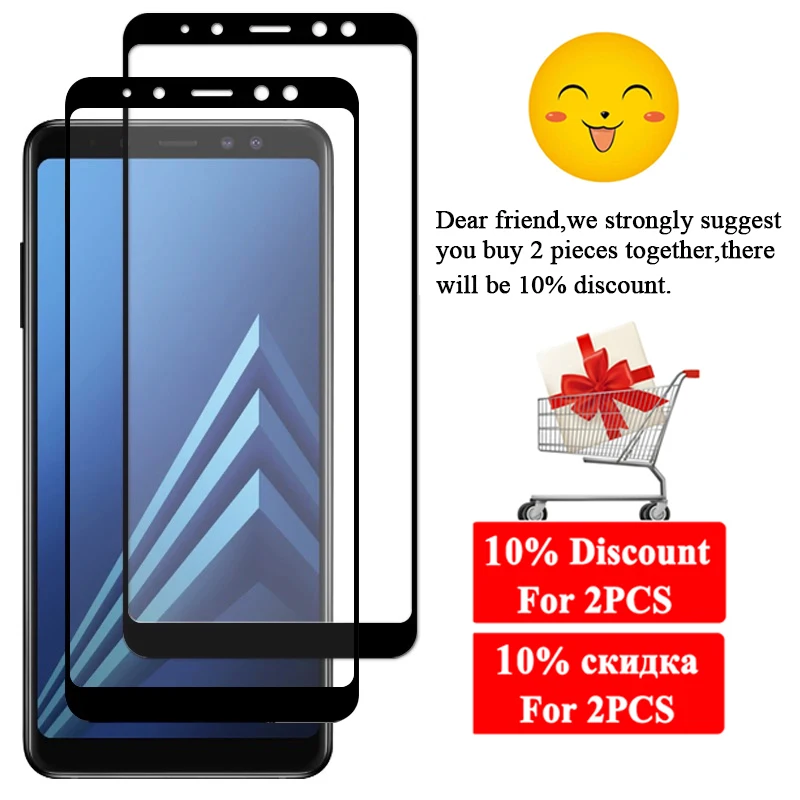 Защитное стекло для Samsung Galaxy A8 2018 Plus A82018 8A закаленное Samsun на всю поверхность