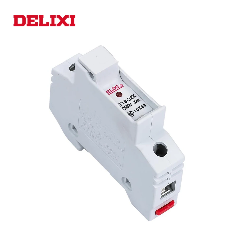 DELIXI RT18-32X AC 380V 1P 2P 3P 32A 380V DIN рейка цилиндр Предохранитель база подходит для 10x38 мм предохранитель с индикатором светильник