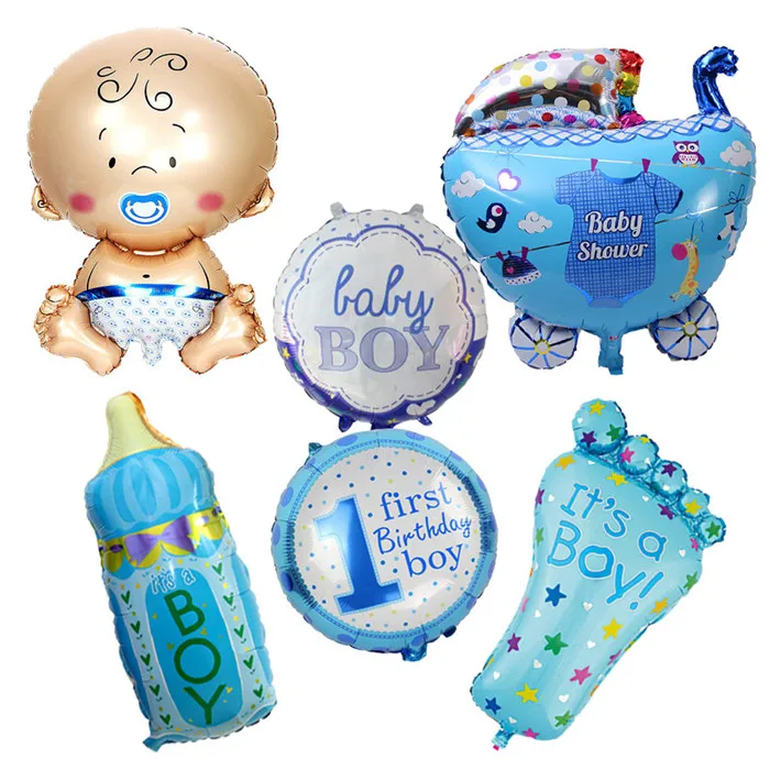 blue 1st Baby Shower Air Воздушные шары 1th День рождения украшения Фольга Воздушные шары для маленьких девочек и мальчиков С Днем Рождения Гелия шаров Globos 6 шт./лот - Цвет: blue 1st
