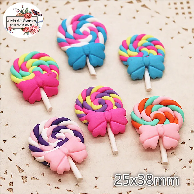 10 шт. Полимерная глина ручной работы леденец с плоским основанием кабошон