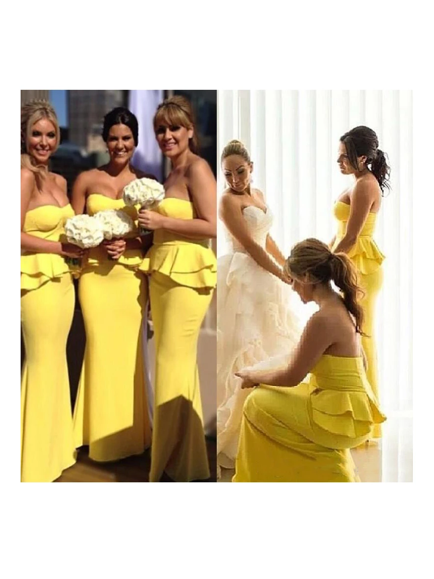 Yellow In Stock Bridesmaids Dresses Sweetheart Long Wedding Party Dress Plus Size Maid of Honors Cheap | Свадьбы и торжества