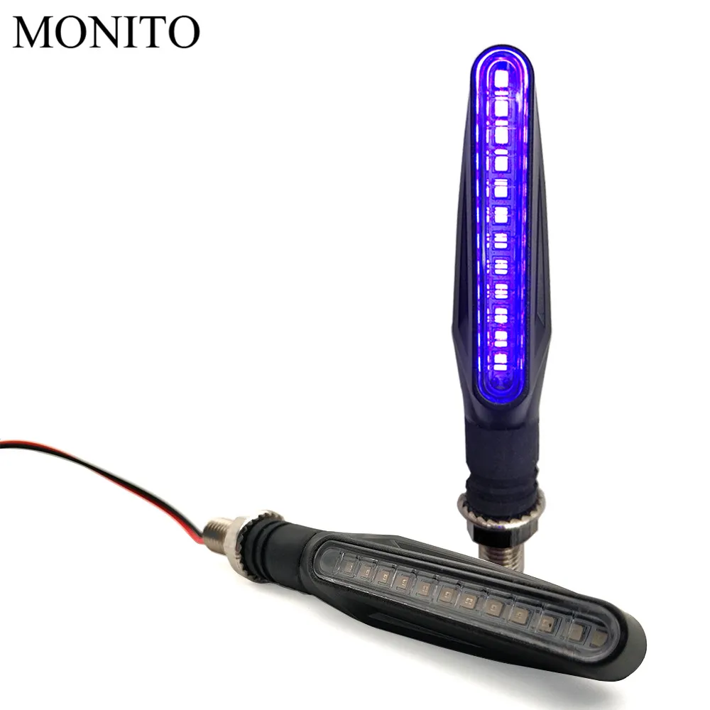 1 Pair Purple Для YAMAHA WR 250X 250R 450F TTR 125 250 600 TTR250 мотоциклетный сигнальный светильник, лампа для мотокросса, течёт вода, мерцает светодиод - Цвет: 1 Pair Purple
