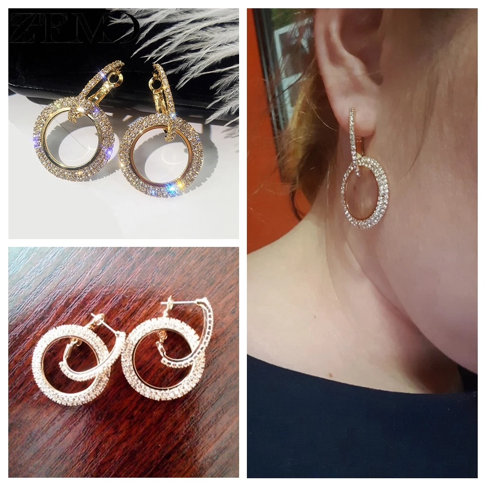 Женские круглые серьги-подвески ZEMO серьги-капли из розового золота/золота