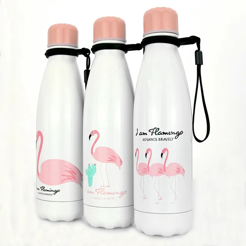 

Flamingos Travel 500ML Water Bottle Stainless Steel Vacuum Insulation Water Flask BPA Free Healthy Bottles