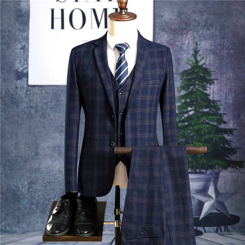 (Пиджак + жилет брюки) новинка весны 2018 стильная куртка мужские модные костюмы в
