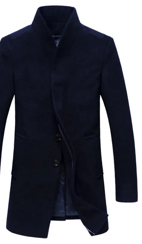 Mwxsd зимние повседневные мужские шерстяные куртки и пальто для мужчин slim fit бизнес коричневый шерстяной пальто куртка мужская шерстяная верхняя одежда - Цвет: Синий
