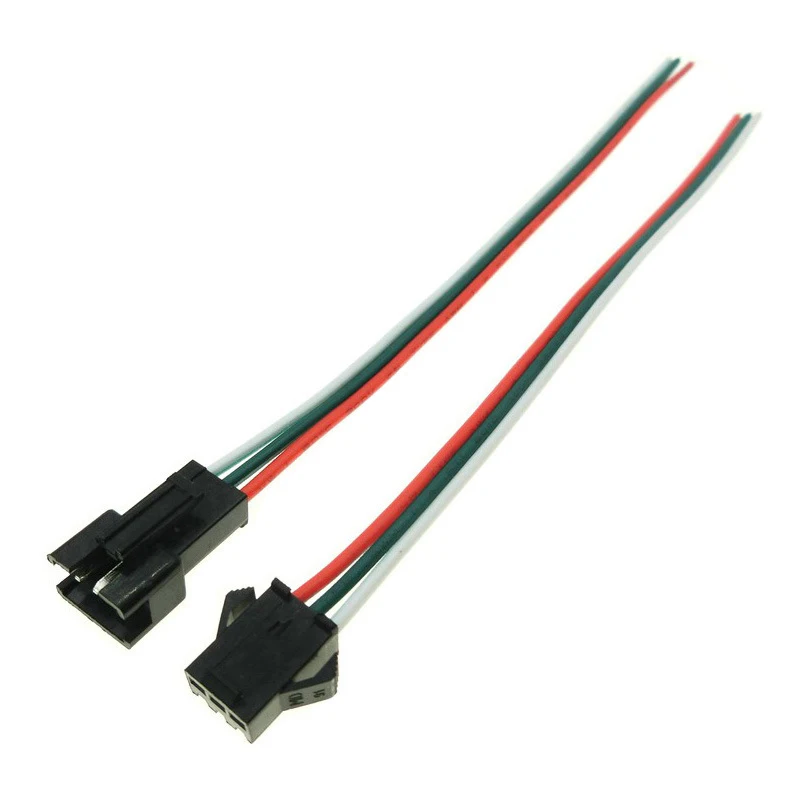 

50 Pair 3pin JST SM Plug led Connector Cable 3 Pin JST SM Connector Male to Female for 2811 2812B RGB LED Strip Lights