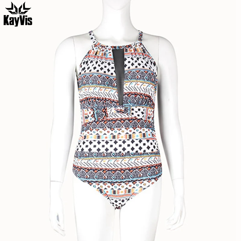 Женский слитный купальник KayVis винтажный с принтом сетчатый Монокини лето