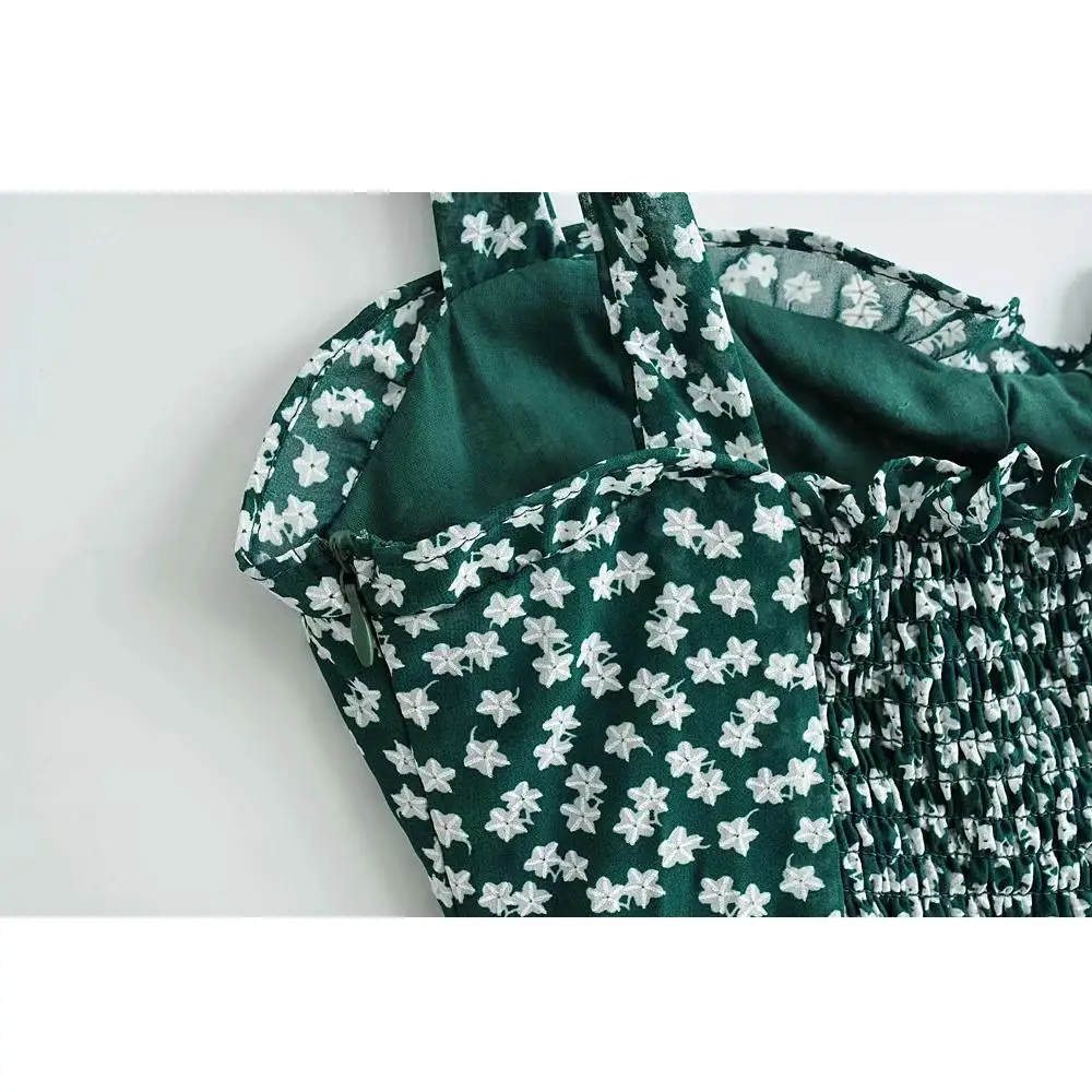 Женское платье с цветочным принтом Boho винтажное шифоновое средней длины на