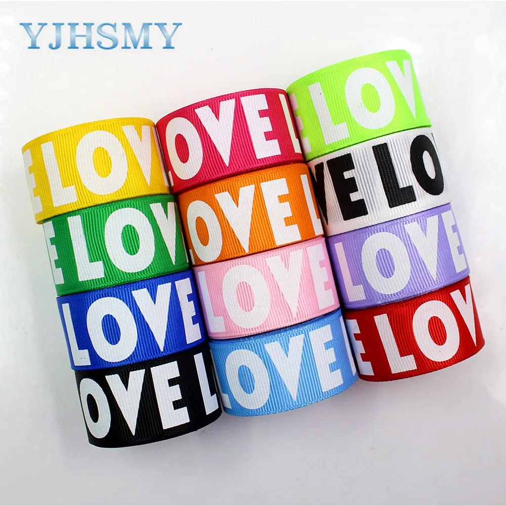 Yjhsmy 1801058 3 ярдов 25 мм английский ЛЮБОВЬ Grosgrain печатные ленты поделки ручной работы