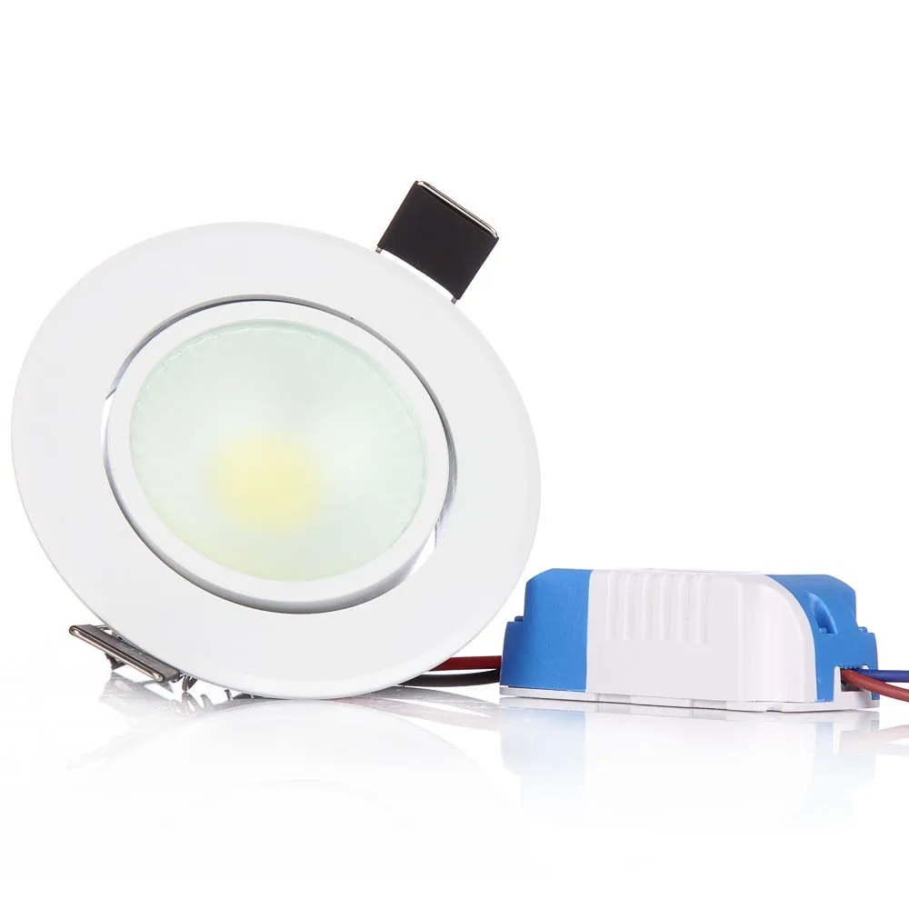 Led COB даунлайт с регулируемой яркостью AC110V/220 V 9 Вт 12 Вт 15 Вт поторлочные лампы Освещение в помещении со светодиодным драйвером светодиодные точечные светильники белый корпус