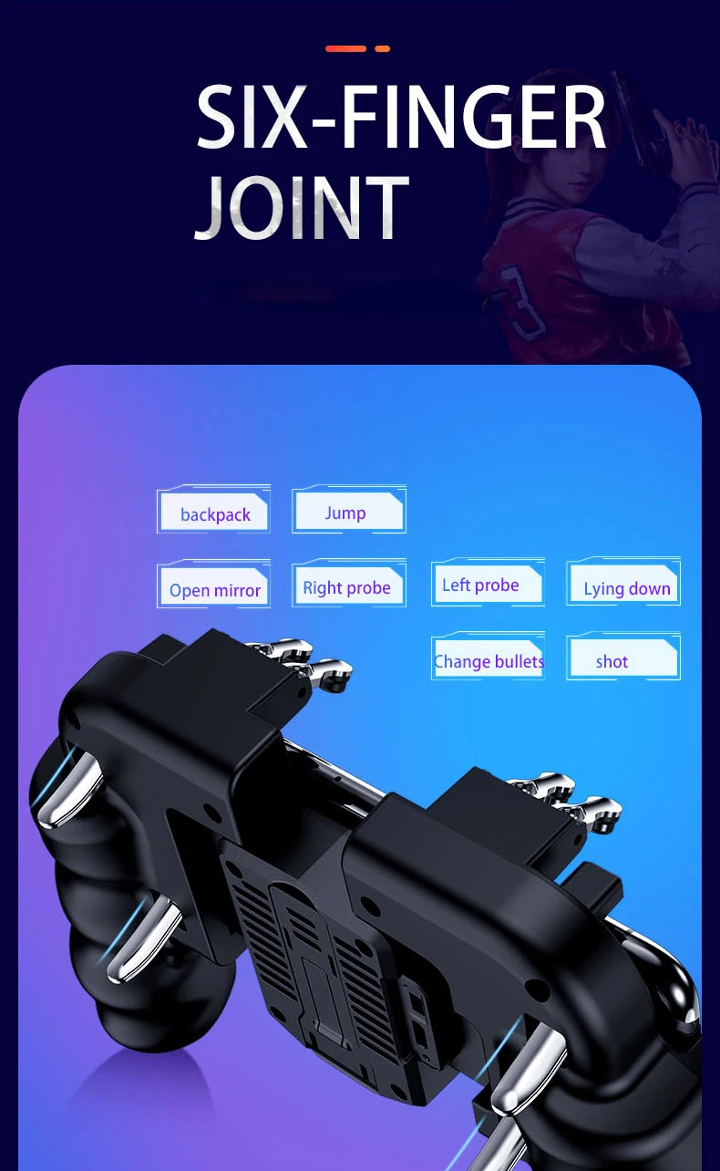 Rovtop PBUG Mobile Controller Gamepad Pubg Phone Trigger L1R1 Shooter Joystick Phone Holder Game Pad With Cooler Fan Z2