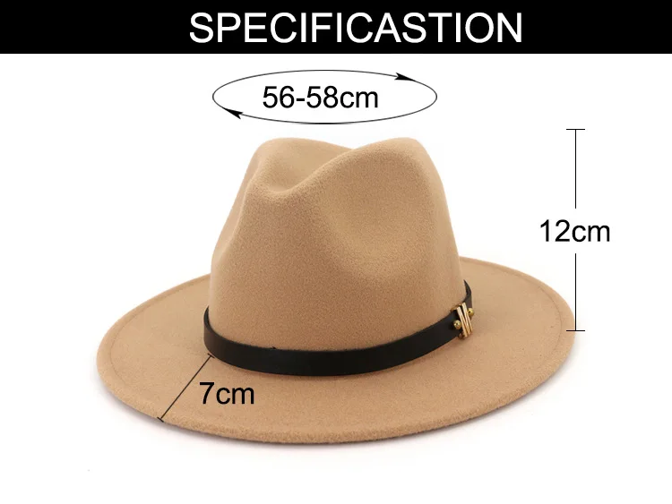 Осень-зима широкий плоский Brim Wool Fedora Шапки с поясом Европейский США Мода Джаз Формальные Top Hat вводная черный Кепки для для мужчин Для женщин