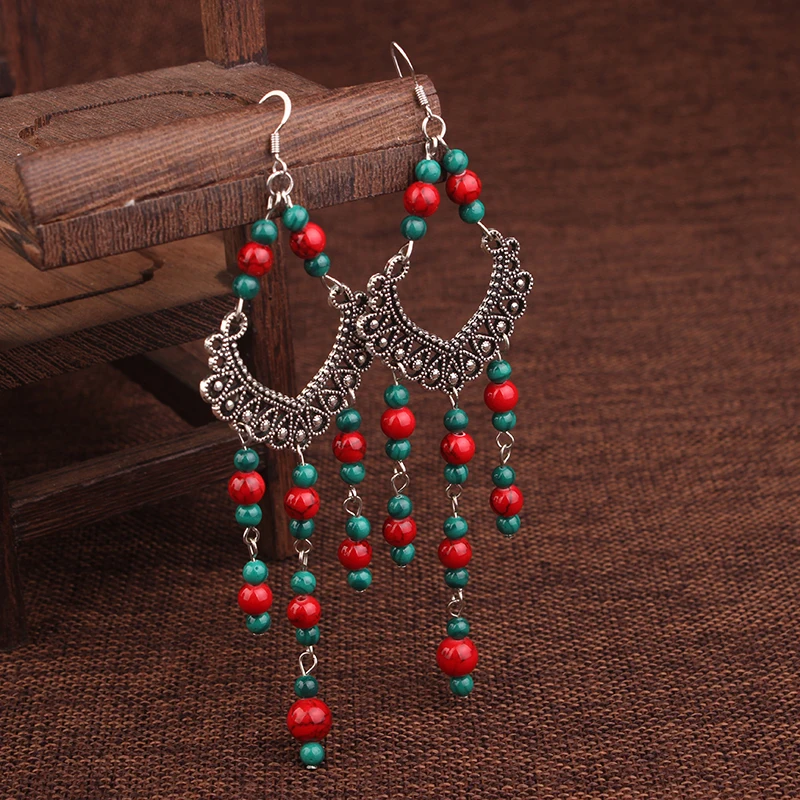 Серьги Подвески ручной работы с бусинами в богемном стиле новые оригинальные