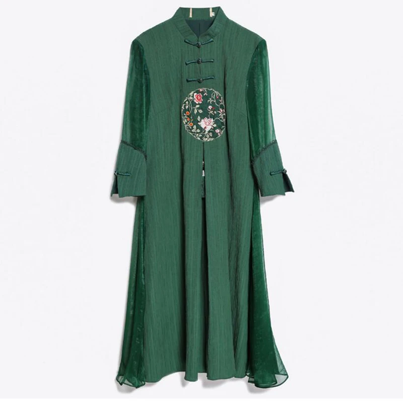 Большие размеры китайские винтажные платье 2018 г. летняя Женская цветочной