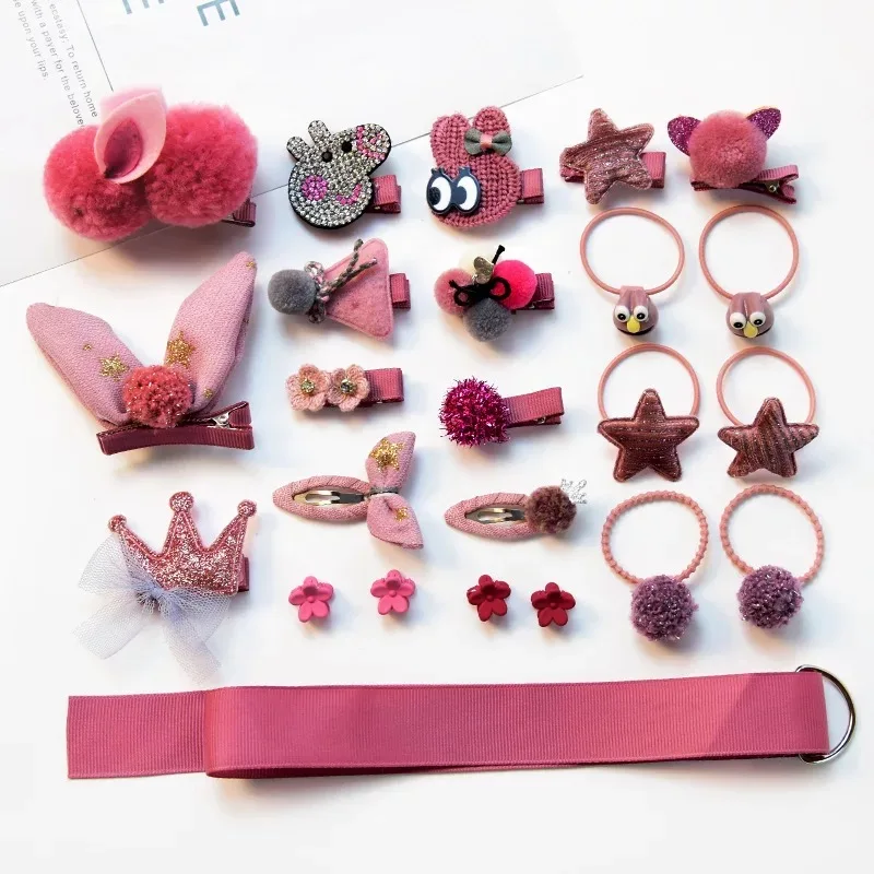 24PCS I 18/24 Детская повязка на голову для девочек, заколка для волос, набор аксессуаров, крестик, детская заколка для волос, набор, мультяшная девочка, детская заколка для волос, аксессуары для волос - Color: 24PCS I
