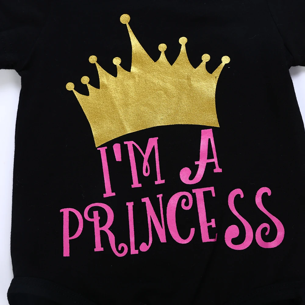 Детский летний комбинезон с коротким рукавом надписью i am a princess|Комплекты одежды|