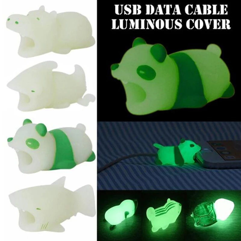 Luminous Animal Chompers Cable Protector Charger Protective USB Cord Wire For phones | Электроника