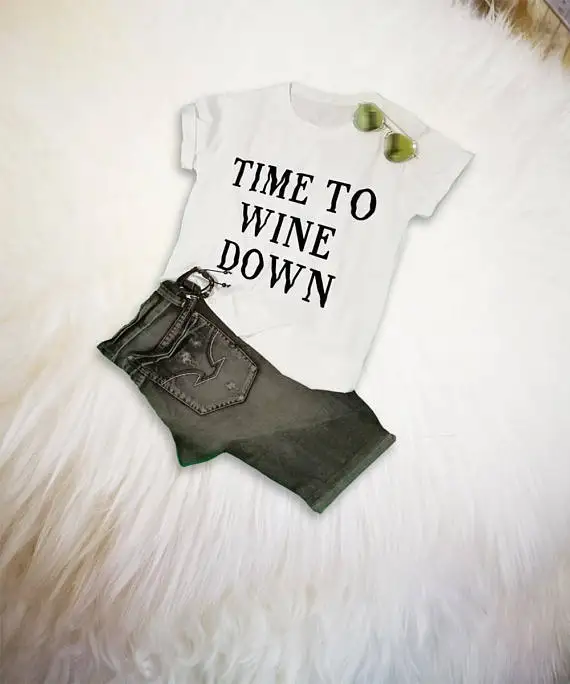 

Wine Shirts Funny Wine Shirt with sayings Time to wine down Gift for her Shirt Graphic Tee Tumblr Wine Lover Gift-D194