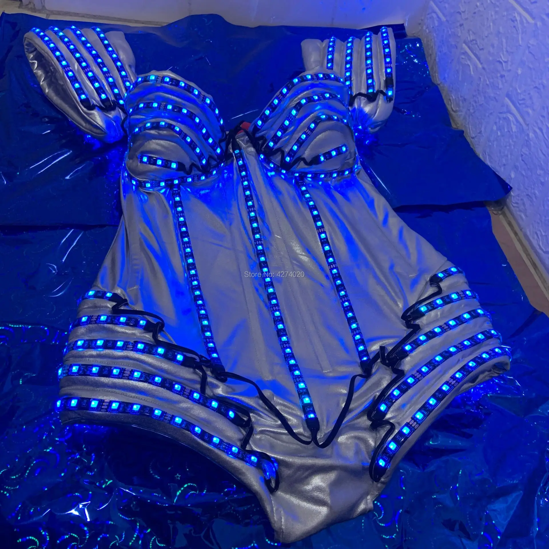 Ночной клуб Женский певец люмиус боди RGB LED светильник вечернее платье светящийся