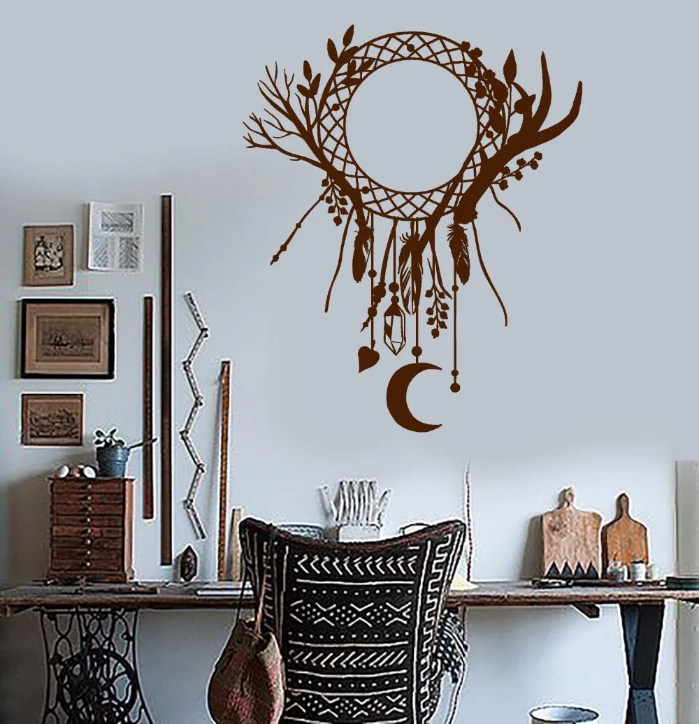 Dream Catcher Vinyl Wall Decal Ethnic Style Home Decor Stickers Mural Art Interior Design Bedroom Wallpaper Hot Sale LA901 | Дом и сад
