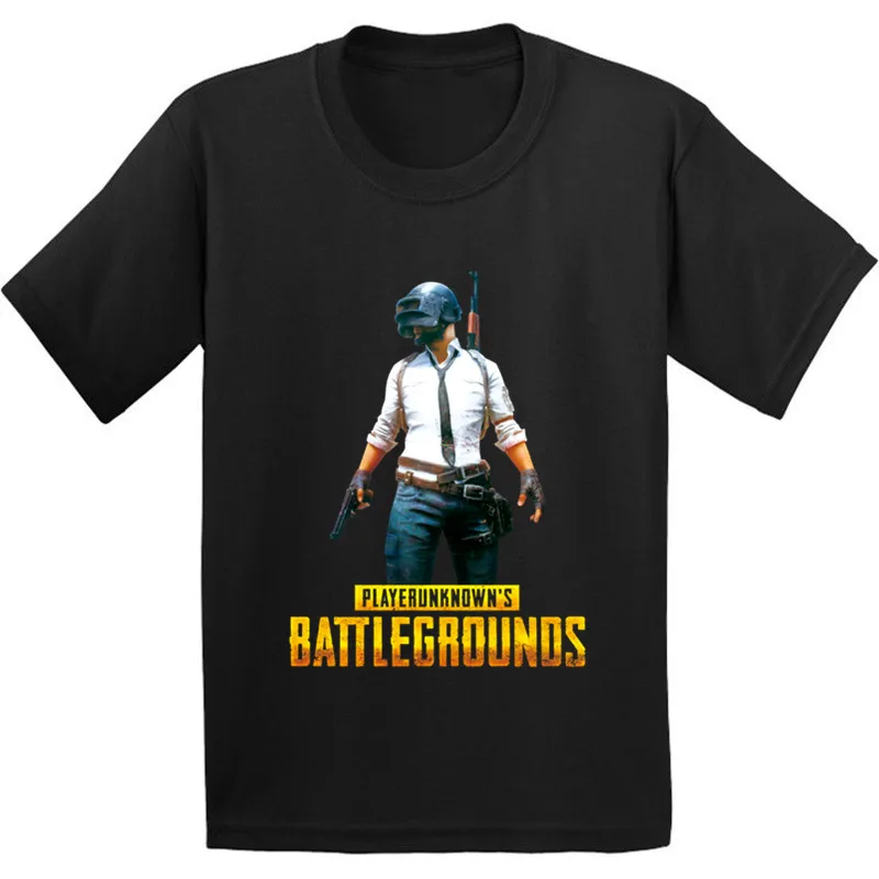 Black A Детская Хлопковая футболка с рисунком игры Playerunknown's Battlegrounds PUBG; забавная одежда для малышей; Повседневная футболка для мальчиков и девочек - Цвет: Black A