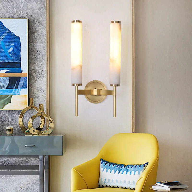 Настенные лампы E14 из меди лампа натурального мрамора для гостиной простой