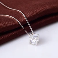 new arrival 925 sterling silver dazzling square shape pendant necklaces for women fine collares jewelry