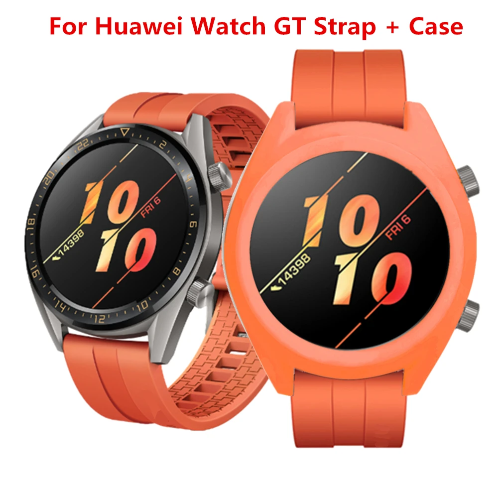 Силиконовый ремешок для часов 2 в 1 + чехол из ТПУ Huawei Watch GT Active Сменные аксессуары