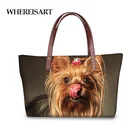 WHEREISART роскошная дизайнерская сумка-мессенджер с верхней ручкой для женщин 3D Йоркширский терьер собака женская сумка через плечо дорожная сумка